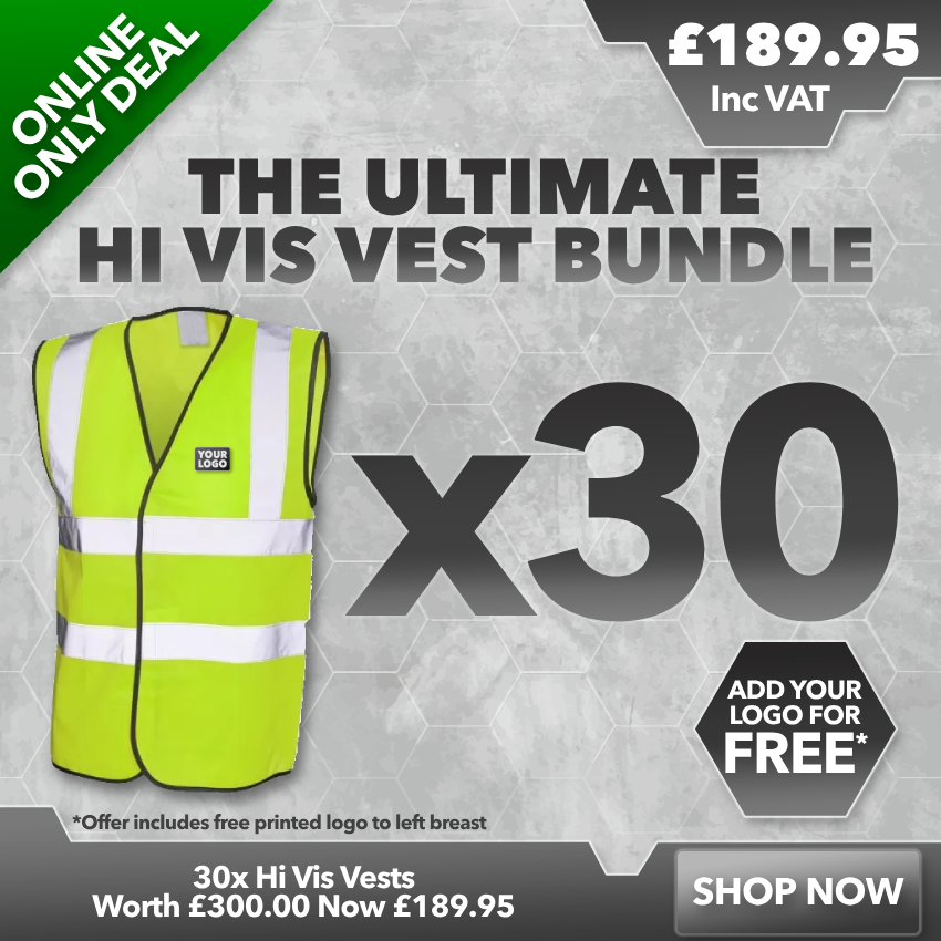 30 x Hi Vis Vests WITH FREE LOGO